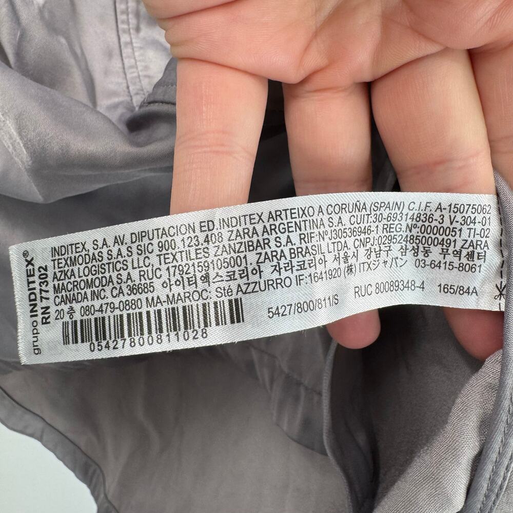 Zara Shiny Silver Button Down Jacket View 5